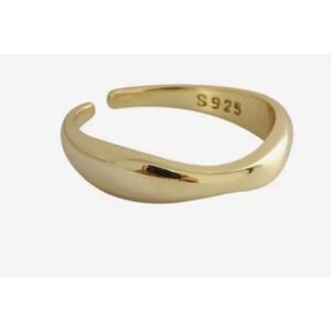 14k Yellow Gold Wave‎ Ring | Gold Plated Sterling Silver